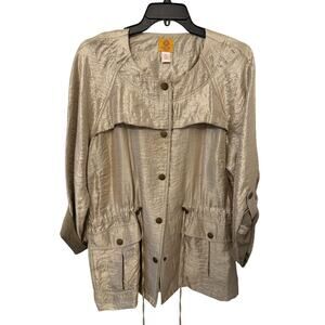 Ruby Rd Vintage Jacket Womens 18W Lightweight Utility Pockets Drawstring Nylon